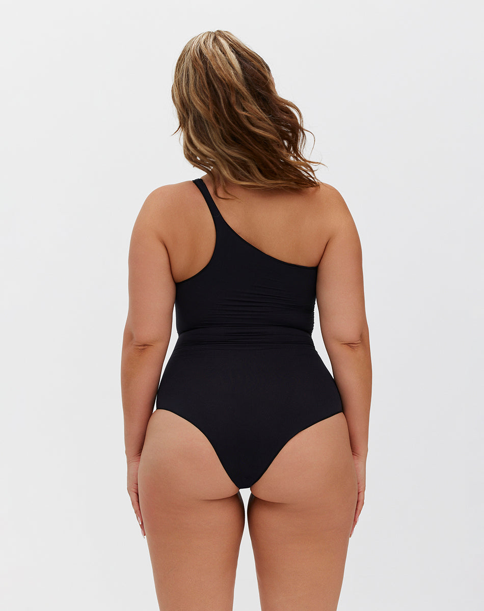 בגד גוף מחטב - כתף אחת | שחור