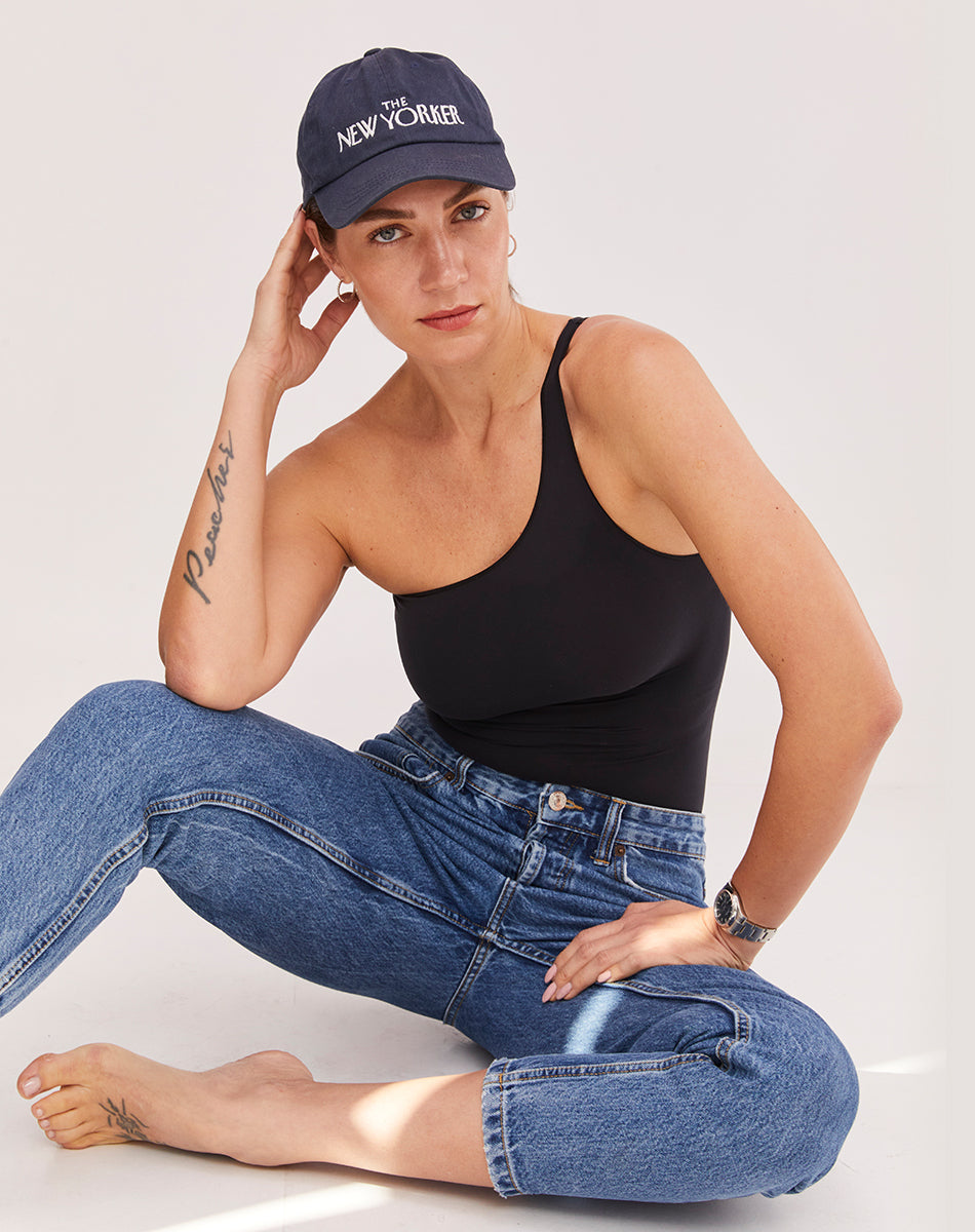 בגד גוף מחטב - כתף אחת | שחור