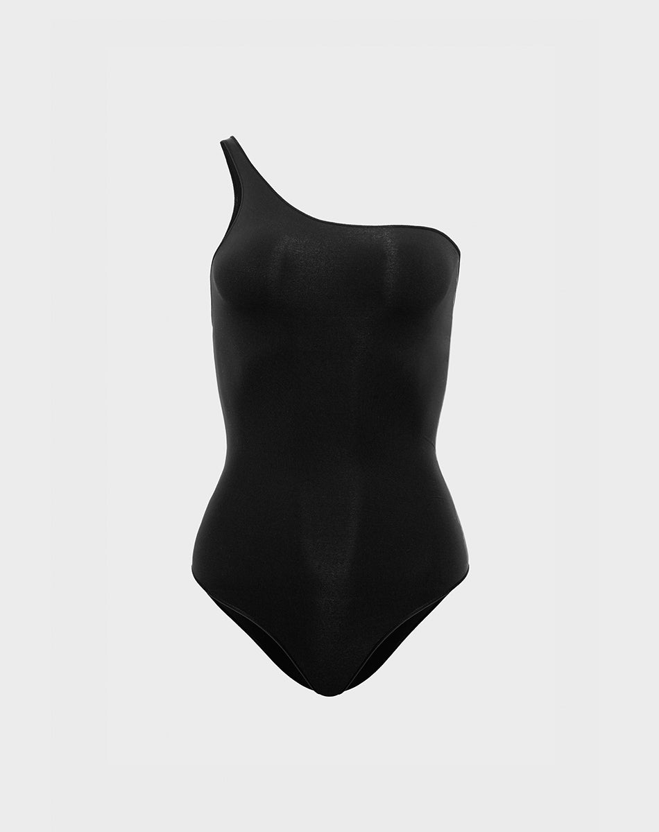 בגד גוף מחטב - כתף אחת | שחור